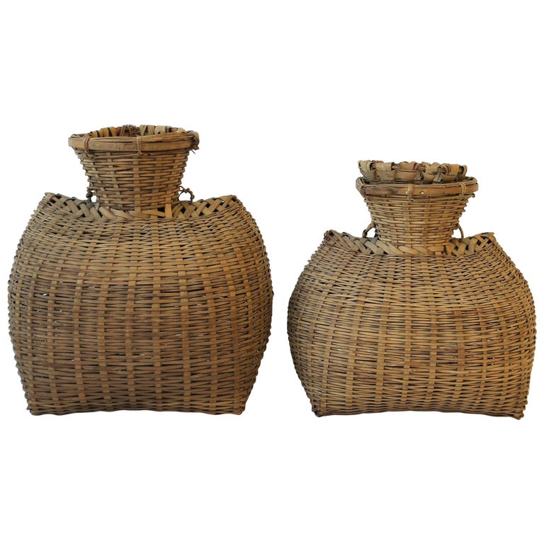 Set of Vintage Wicker Baskets at 1stDibs