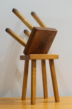 Conjunto de taburetes vintage de madera de Charlotte Perriand para Mountain Les Arcs, años 60