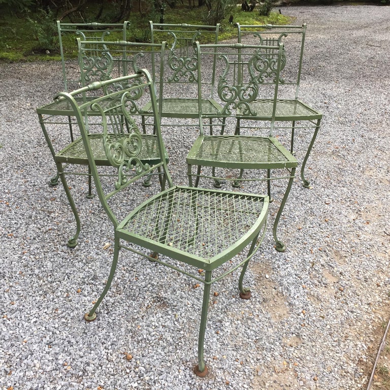 Set Of Vintage Woodard Wrought Iron, Old Iron Patio Chairs