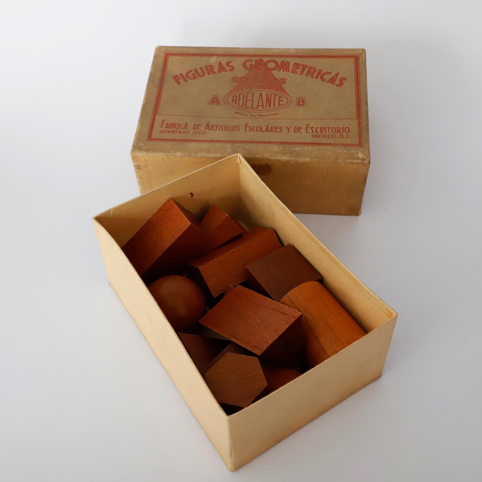 Industrial Set of Vintage Wooden Geometric Shapes
