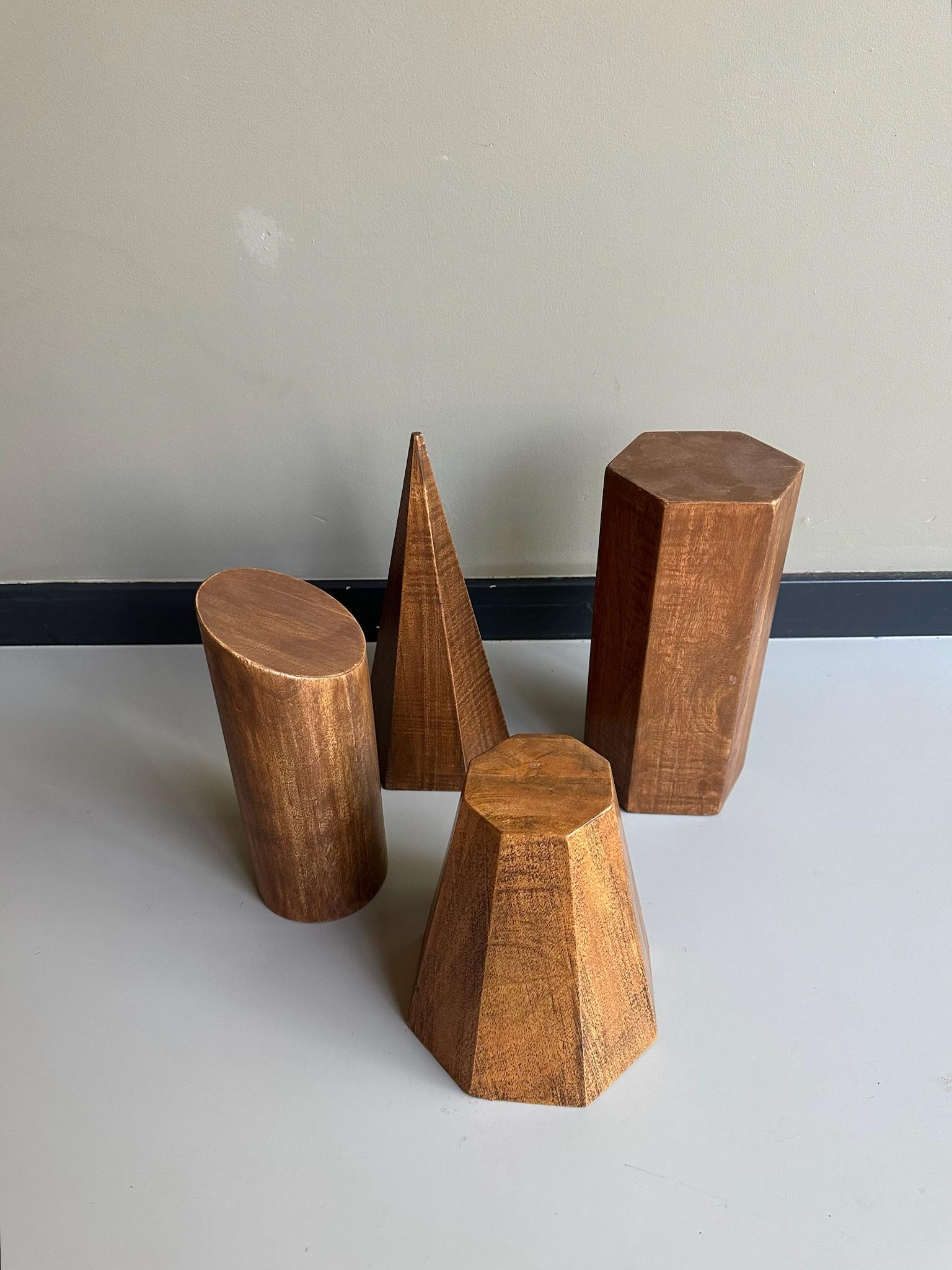 Belgian Set of vintage wooden geometric shapes For Sale