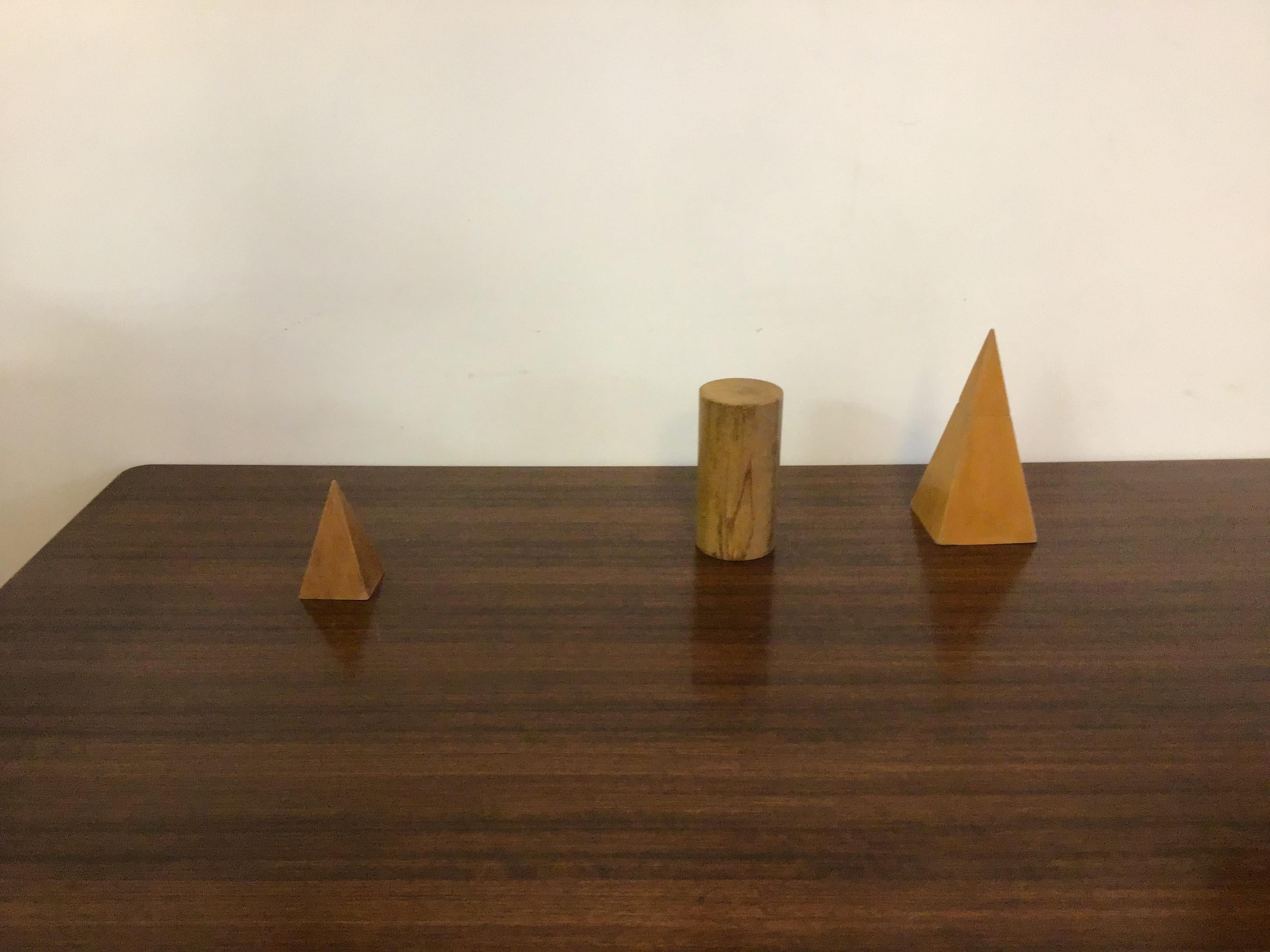 European Set of Vintage Wooden Geometric Shapes