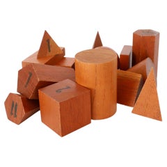 Set of Vintage Wooden Geometric Shapes