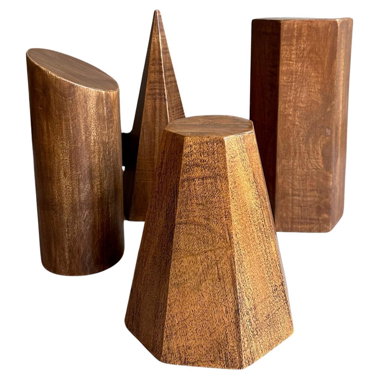Set geometrischer Vintage-Holzformen aus Holz