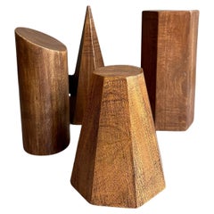 Set of vintage wooden geometric shapes