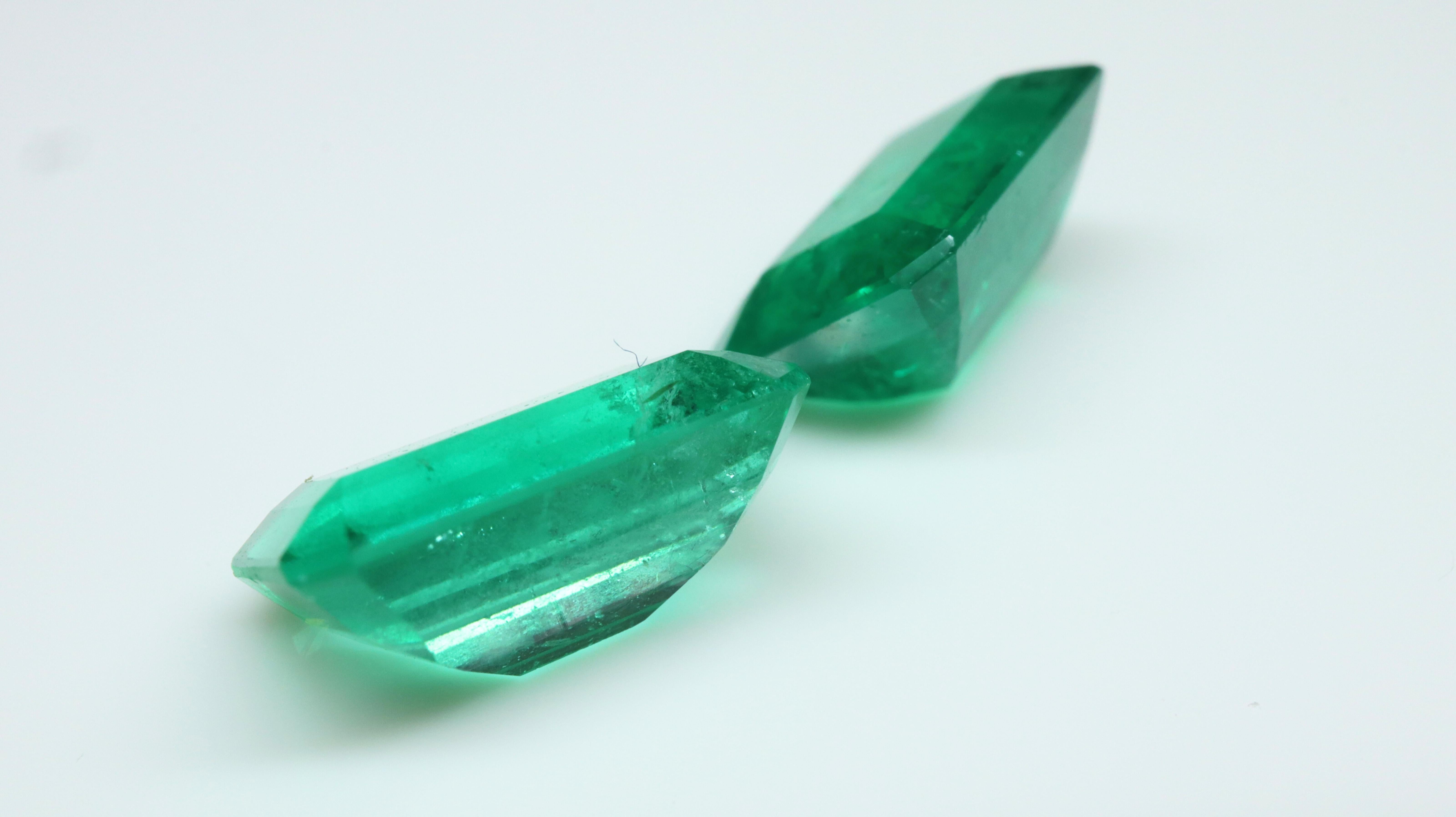 Emerald Cut Set of Vivid Emeralds ca.10x7 4.22ct For Sale