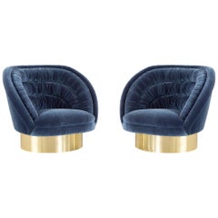 Set of Vladimir Kagan Crescent Chairs Freshly Reupholstered
