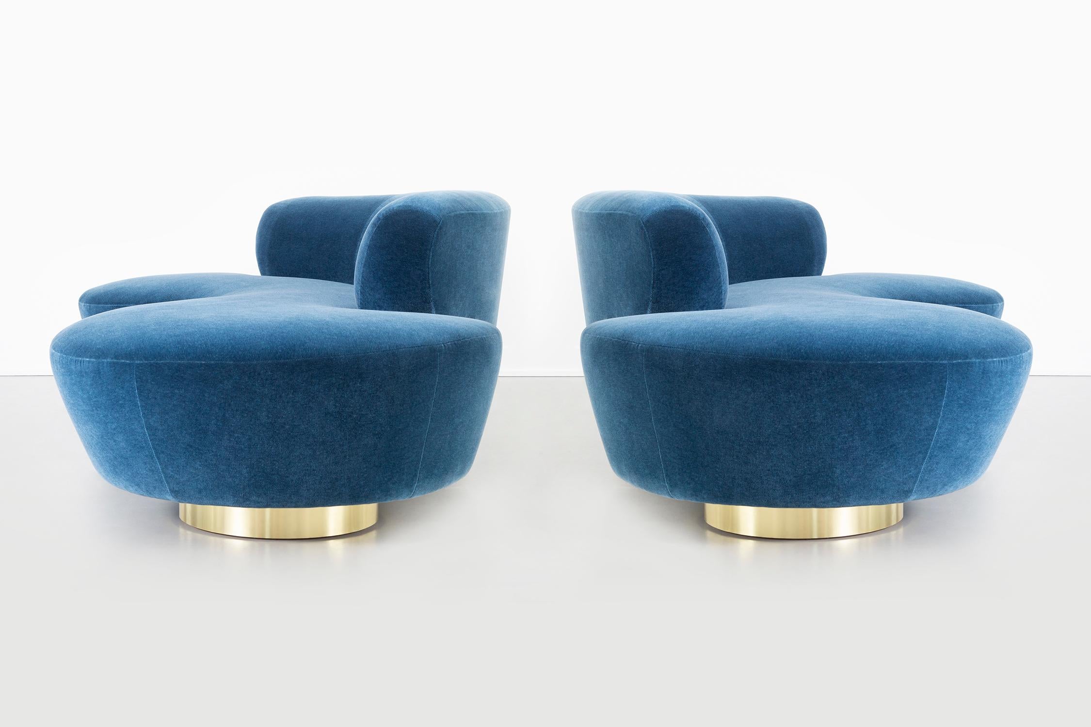 Modern Set of Vladimir Kagan for Directional Cloud Sofas Newly Reupholstered in Mohair