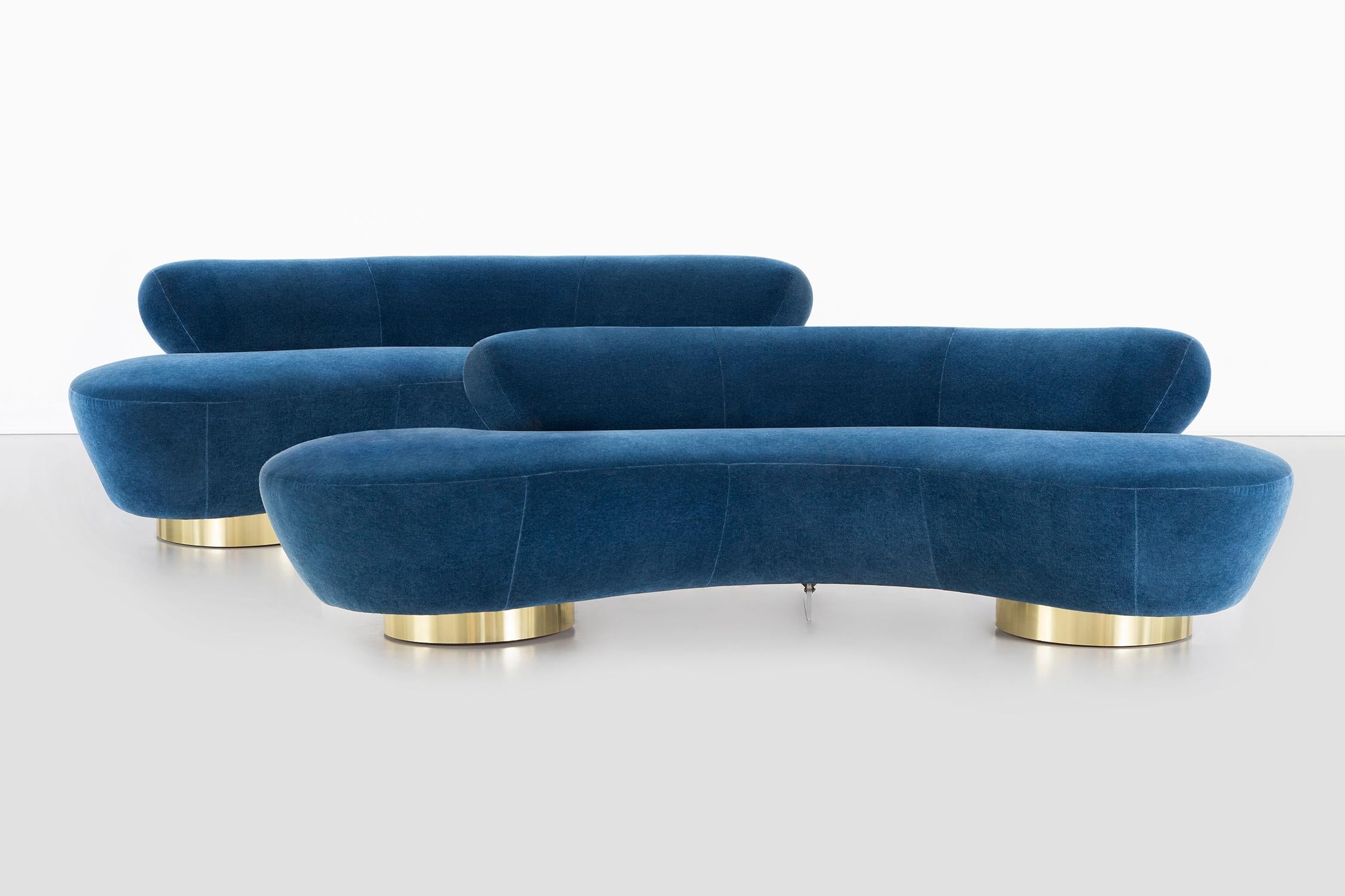 Set of two Cloud sofas

designed by Vladimir Kagan for Directional 

USA, circa 1970s

freshly reupholstered in mohair, brass + Lucite

each sofa measures: 28 ¾” H x 93 ¾” W x 49 ½” D x seat 18 ?” H

fabric sample available upon