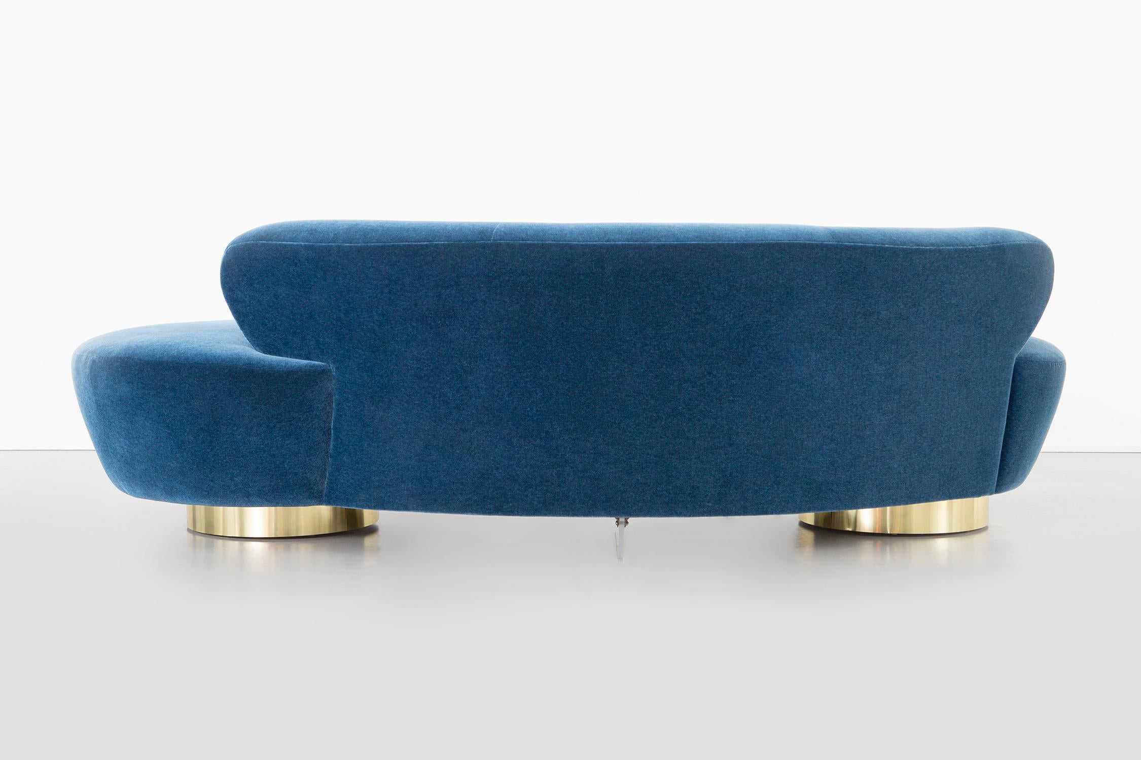 Brass Set of Vladimir Kagan for Directional Cloud Sofas Newly Reupholstered in Mohair