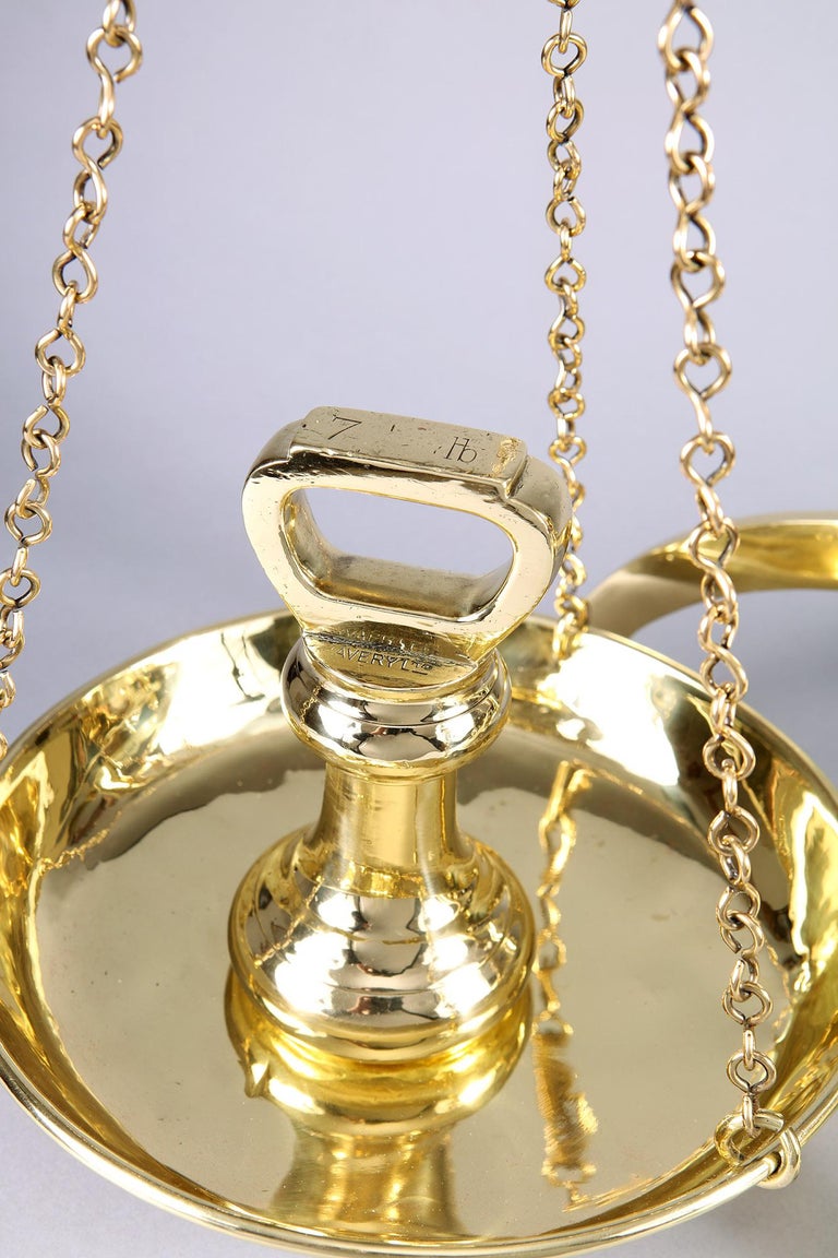 Set of W T Avery 10 LB Bankers Balance Scales and Weights For Sale at