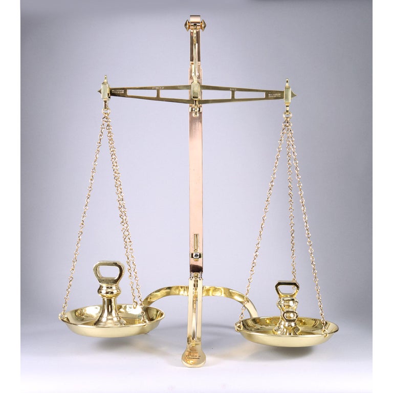 Set of W T Avery 10 LB Bankers Balance Scales and Weights For Sale at