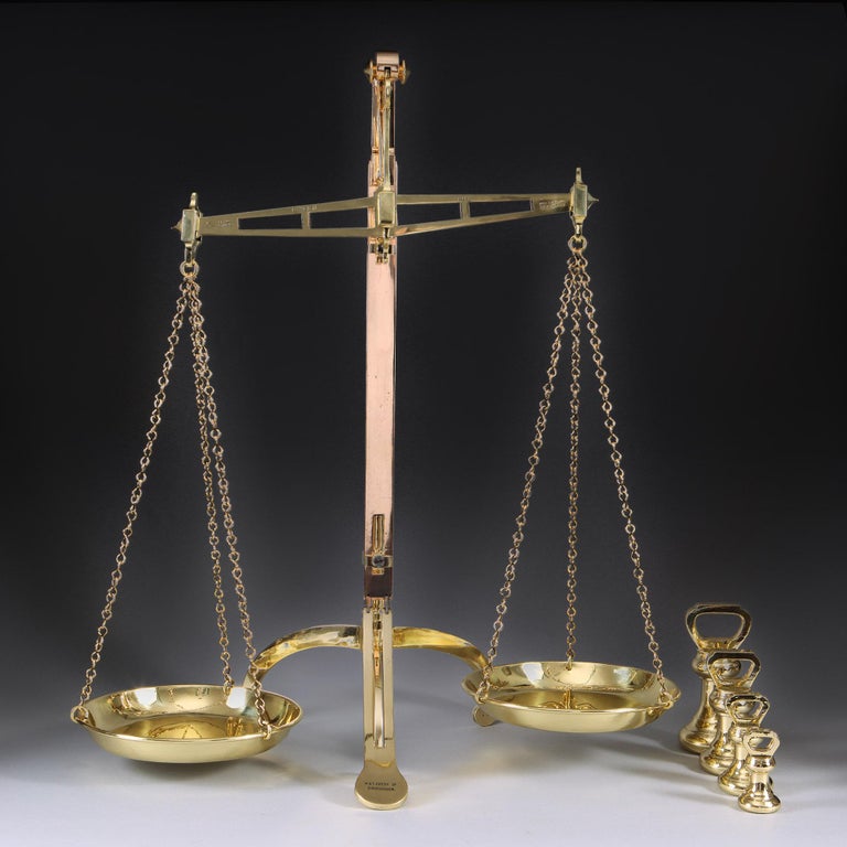 Set of W T Avery 10 LB Bankers Balance Scales and Weights For Sale at