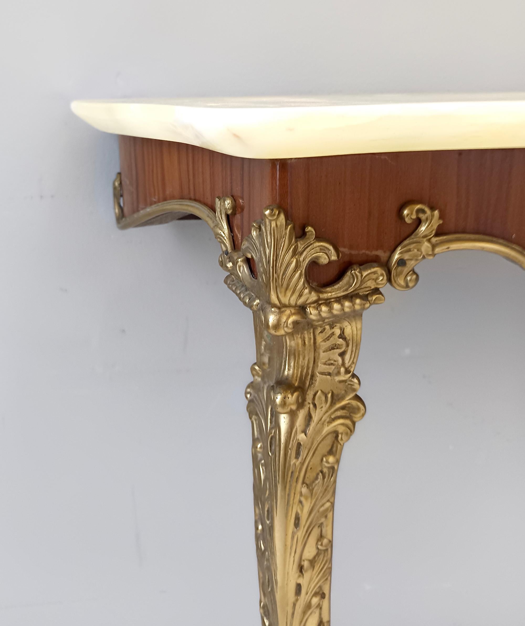 Miroir mural et console avec dessus en onyx et cadre en laiton, Italie en vente 1