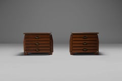 Set of Walnut Cabinets / Chest of Drawers by Mobil Girgi, Italy 1970s
