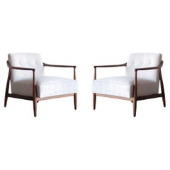 Set of Walnut Lounge Chairs by Erwin Lambeth, C. 1950s