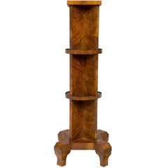 Set of Walnut Pedestal, Oak Pedestal, Cubism Flower Pot and Small Walnut Table