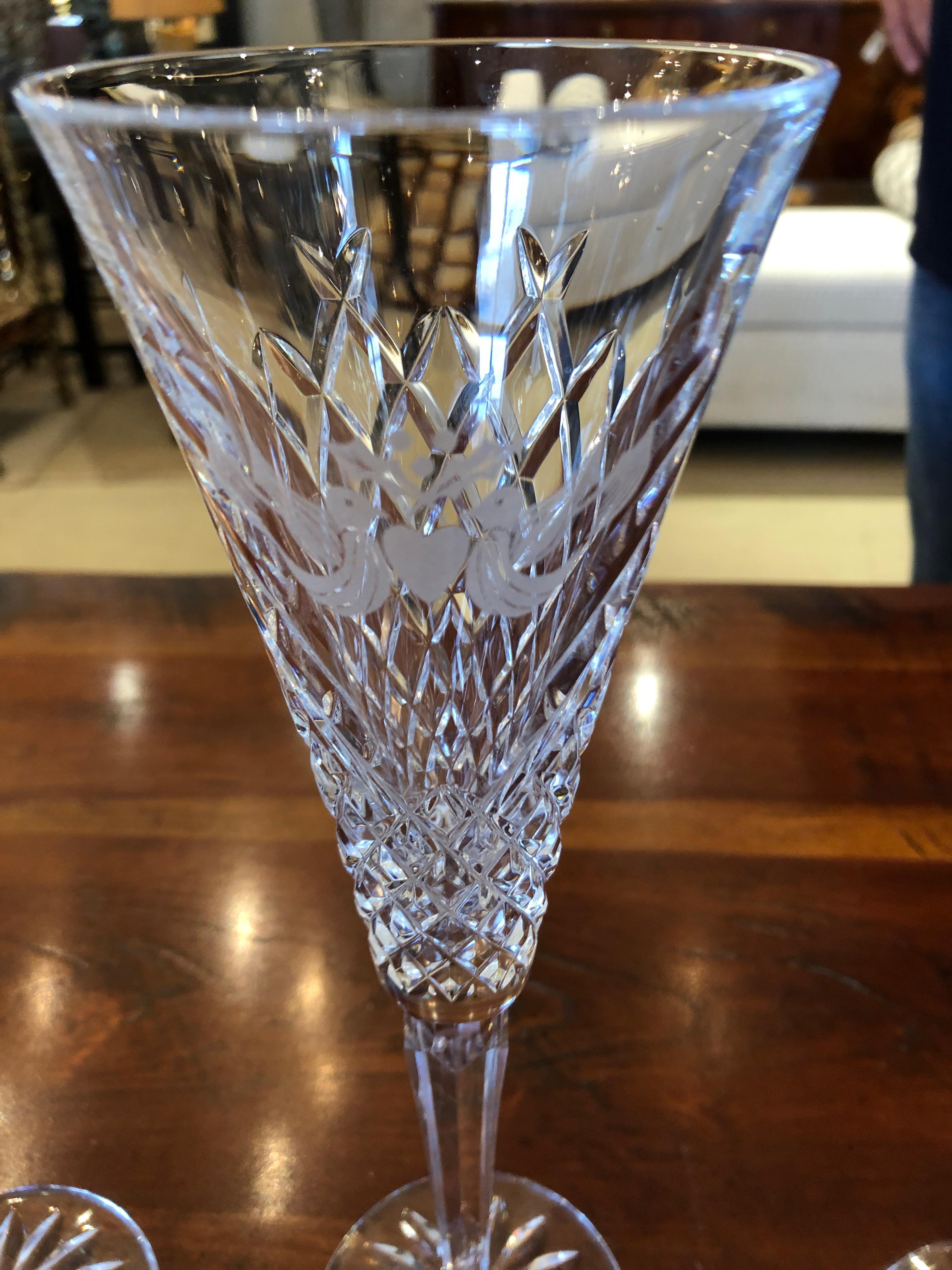Set of Waterford Crystal 12 Days of Christmas Champagne Flutes 2