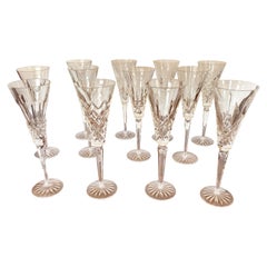 Set of Waterford Crystal 12 Days of Christmas Champagne Flutes