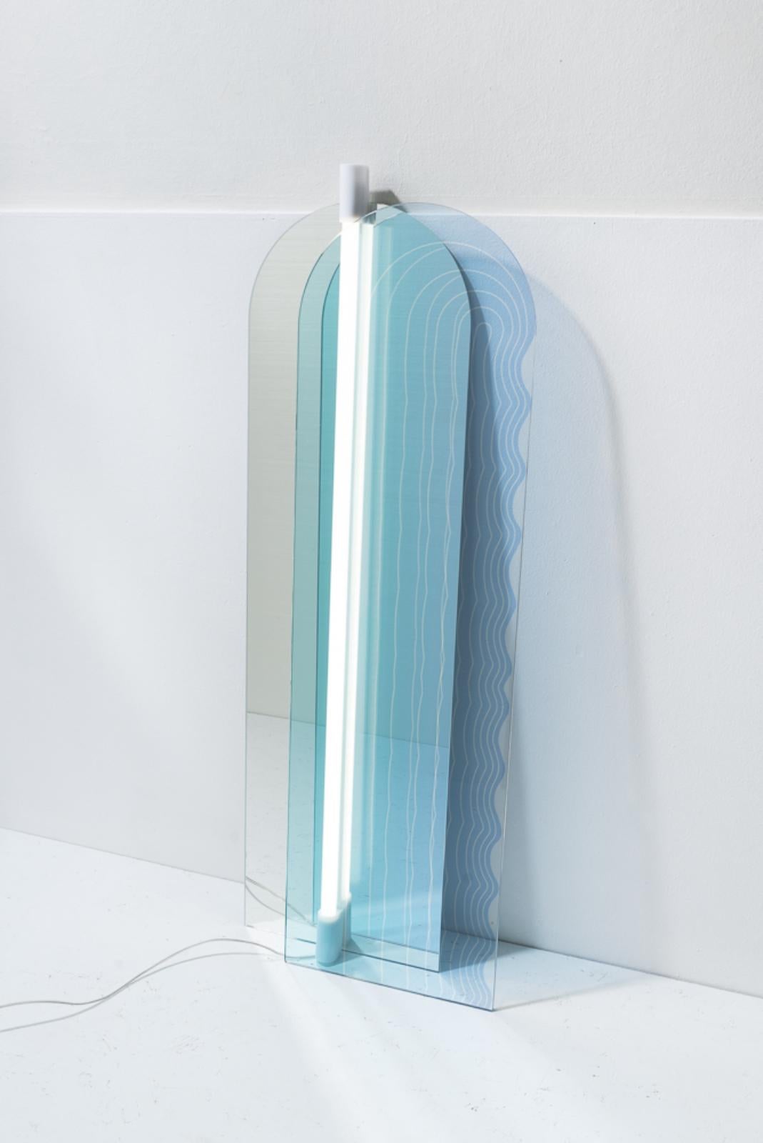 Post-Modern Set of Wave Infinity Glass Panel and Mirror by Studio Thier & Van Daalen