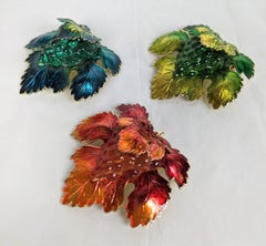 Set of West German Grape Leaf Brooches