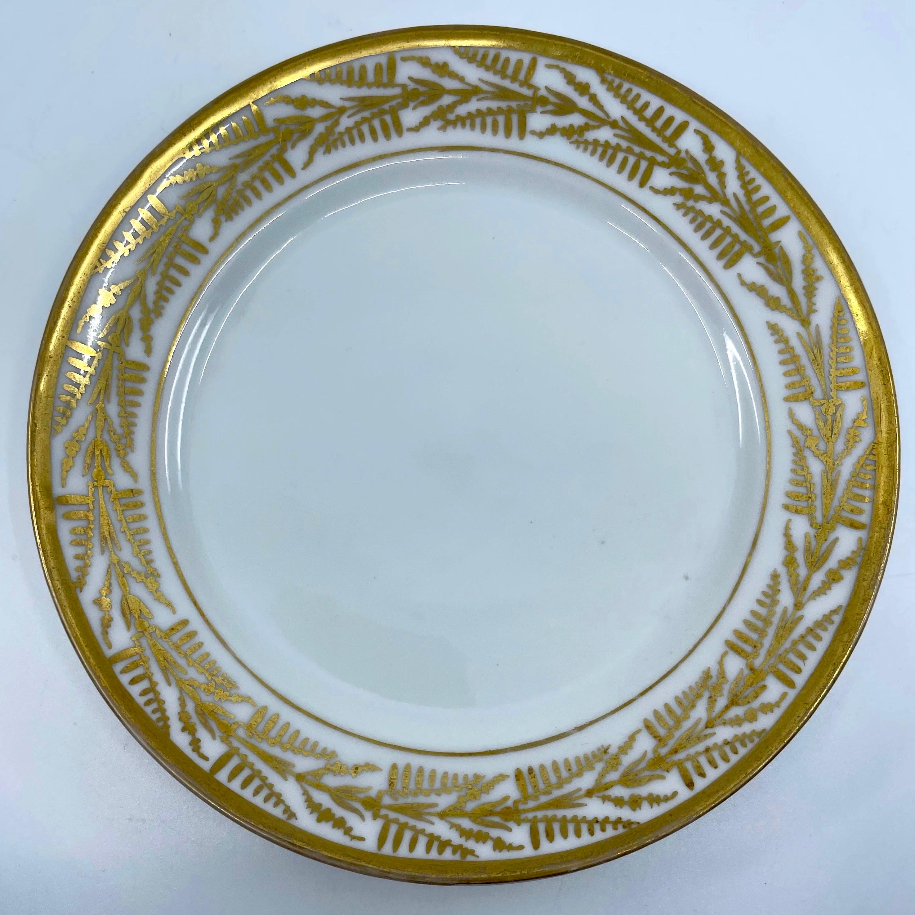 French Set of Six White and Gold Empire Plates For Sale