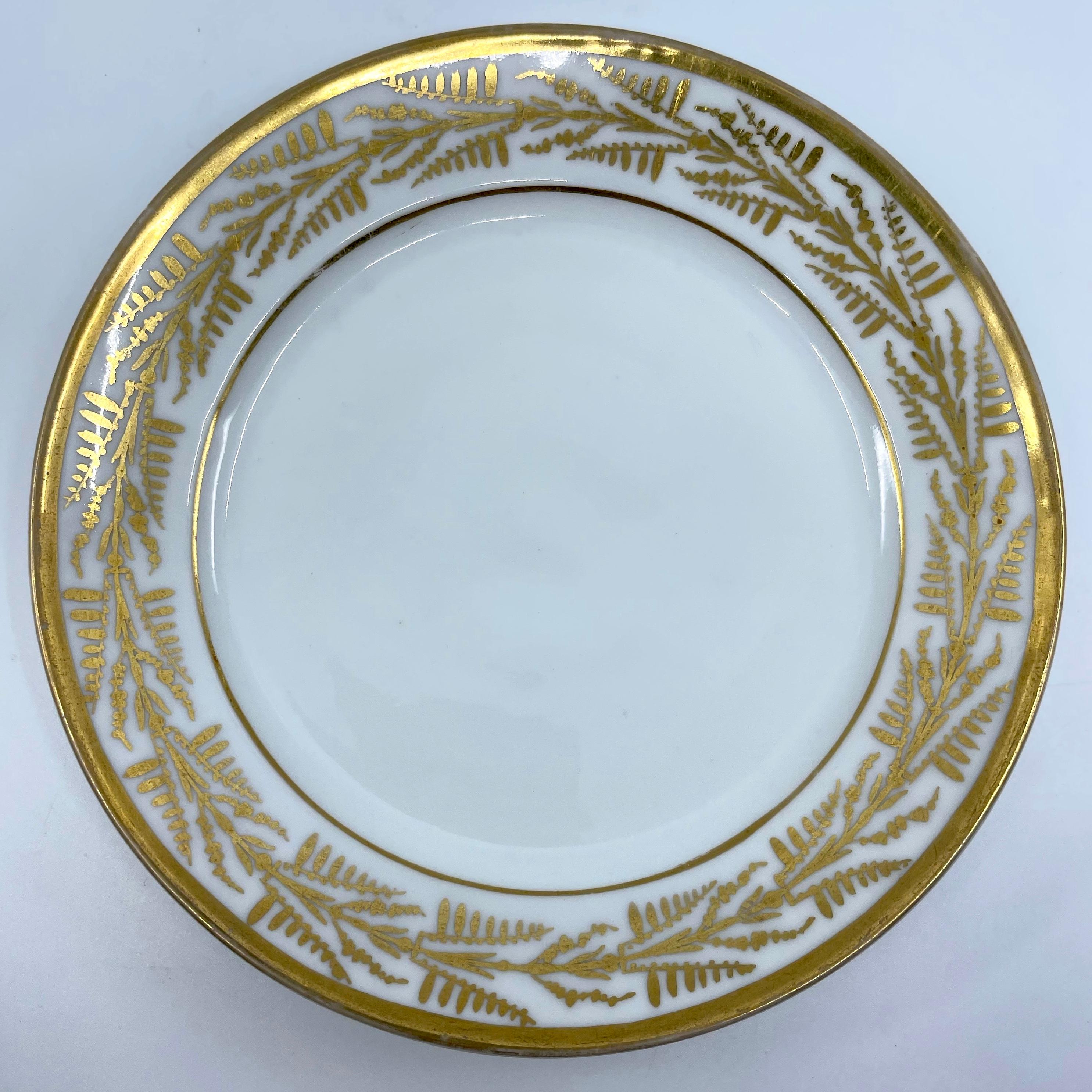 19th Century Set of Six White and Gold Empire Plates For Sale