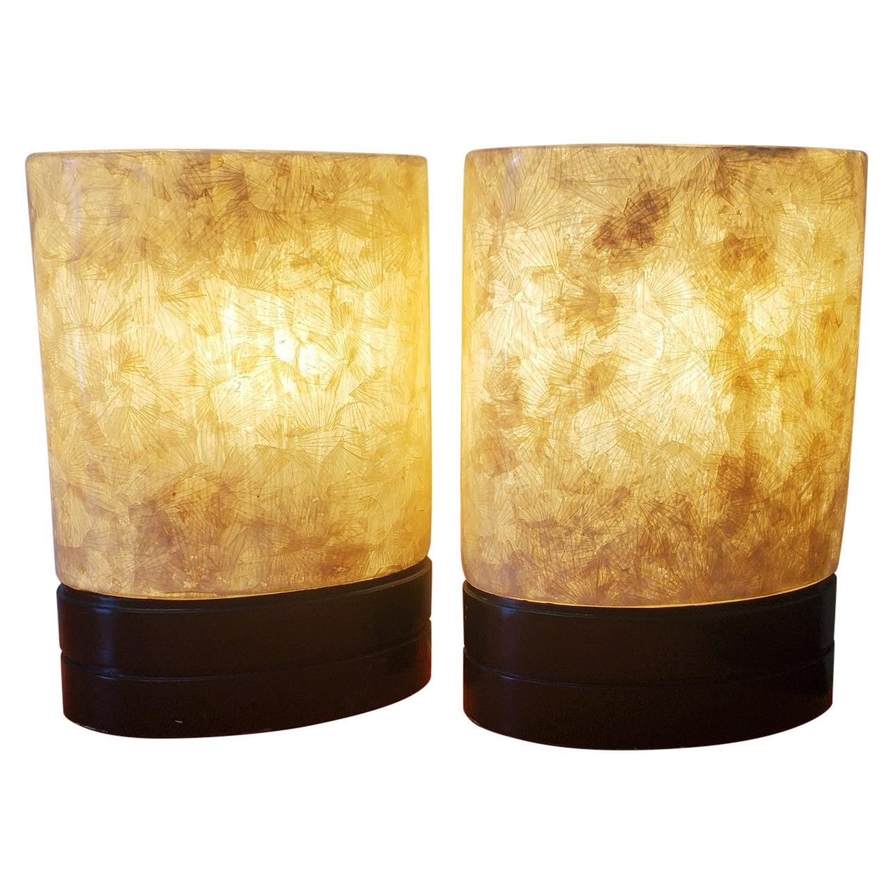 Set of White Fiber Glass Table Lamps Small For Sale