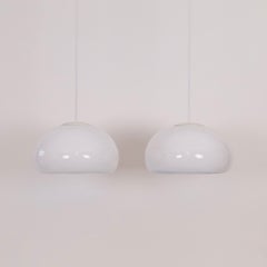 Juego de lámparas colgantes de cristal blanco de Per Lütken para Holmegaard, década de 1980, Dinamarca