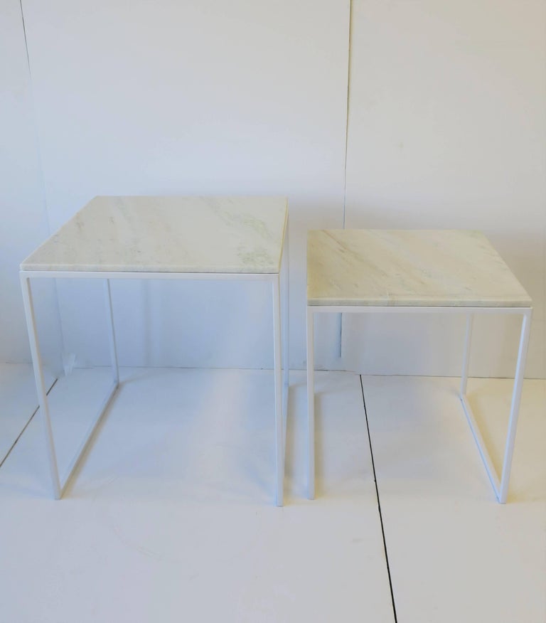 White Granite Marble Nesting End Tables For Sale at 1stdibs