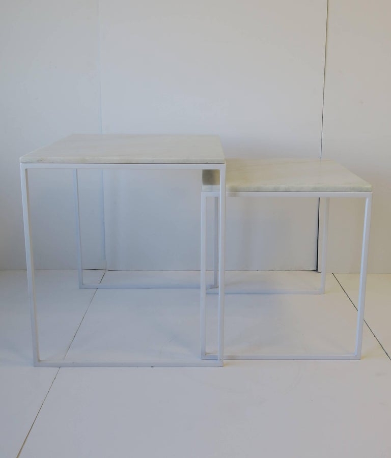 White Granite Marble Nesting End Tables For Sale at 1stdibs