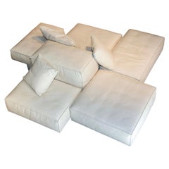 Set de canapés 'Extra Softwall' en cuir blanc LIVING DIVANI par Piero Lissoni