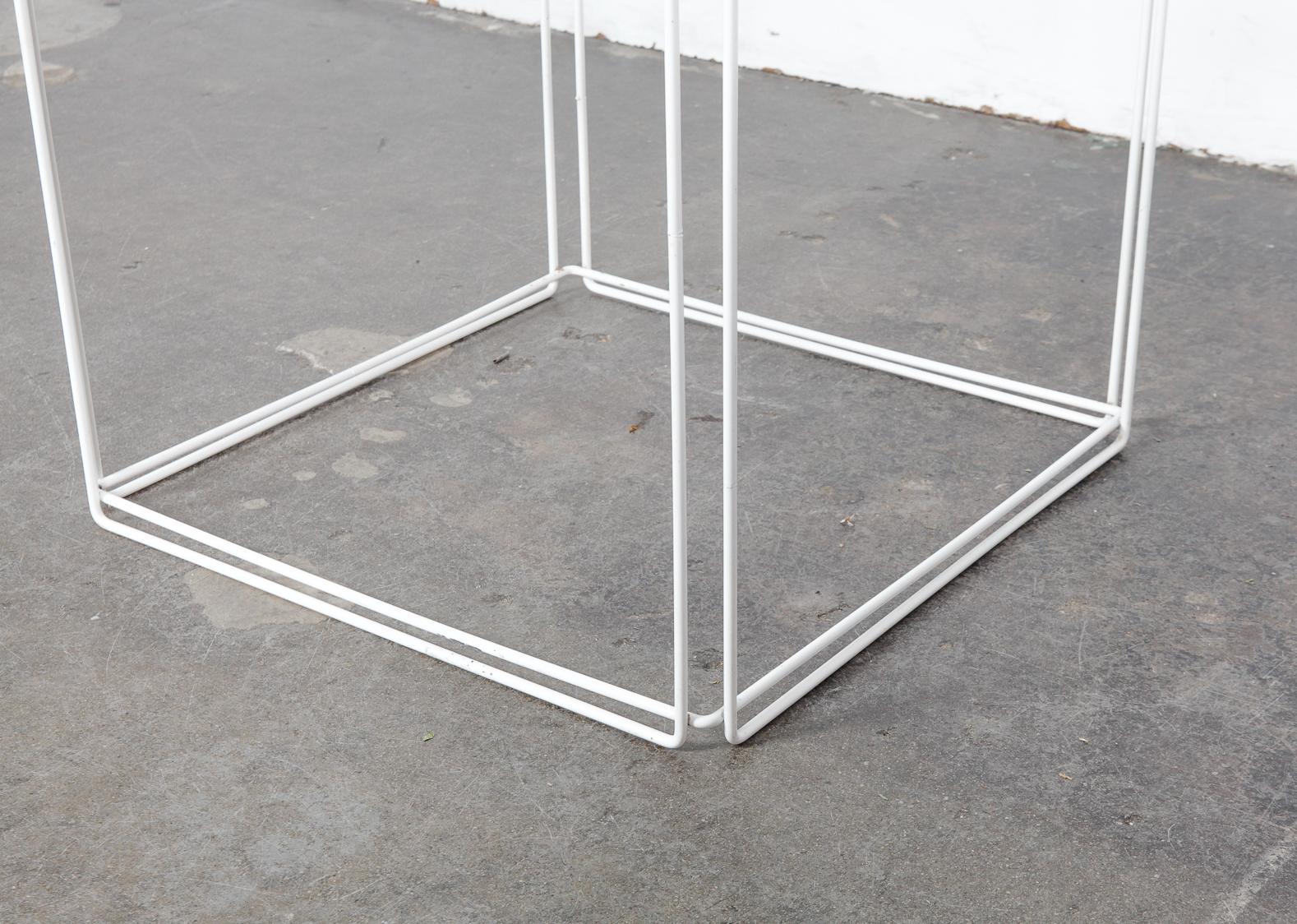 Set of White Metal 'Isoceles' Glass Top Nesting Tables Designed by Max Sauze For Sale 8