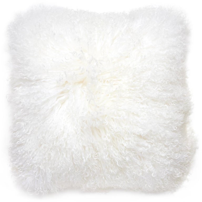 Set Of White Mongolian Lamb Hair Throw Pillows For Sale At 1stdibs
