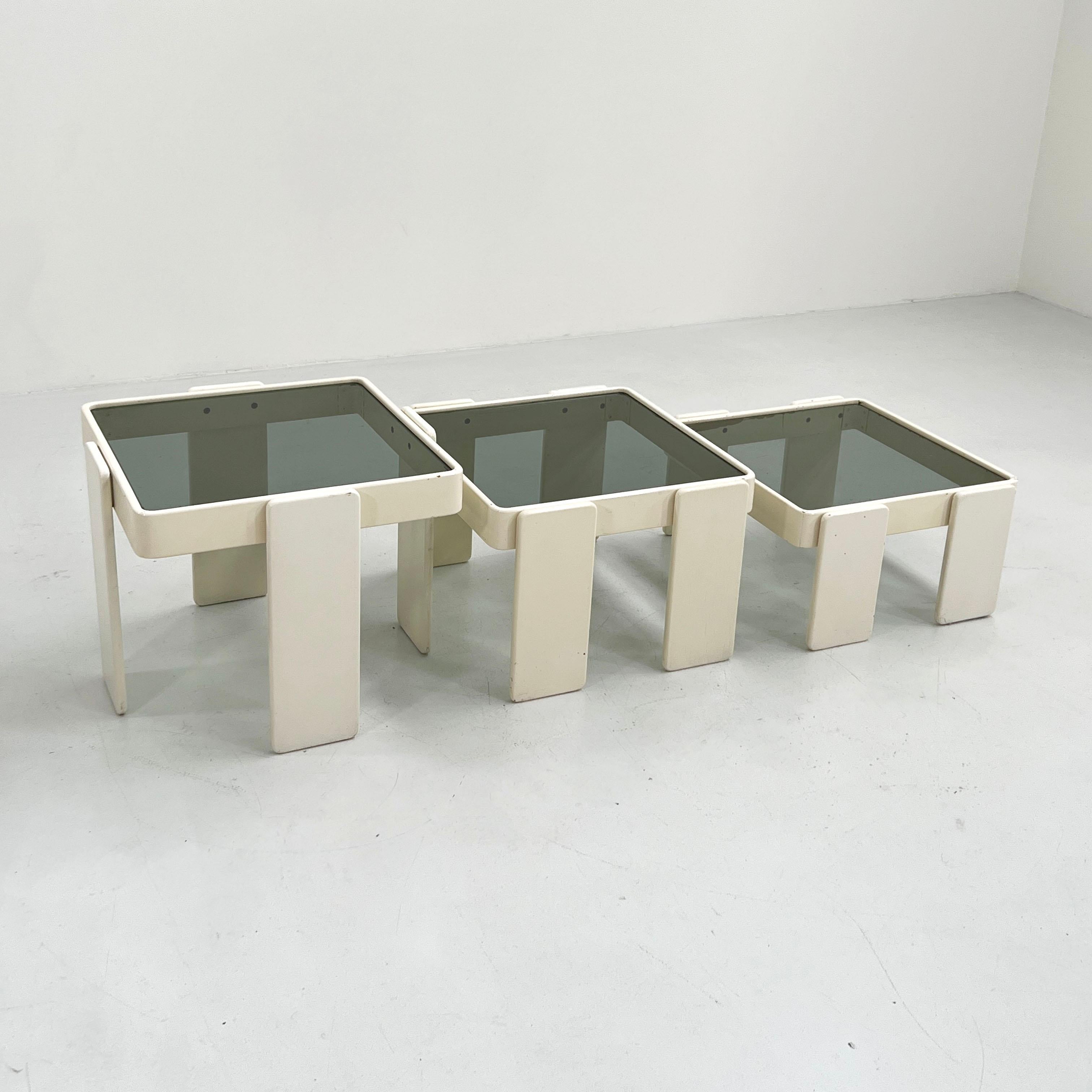 Set of White Nesting Tables by Gianfranco Frattini for Cassina, 1970s 3