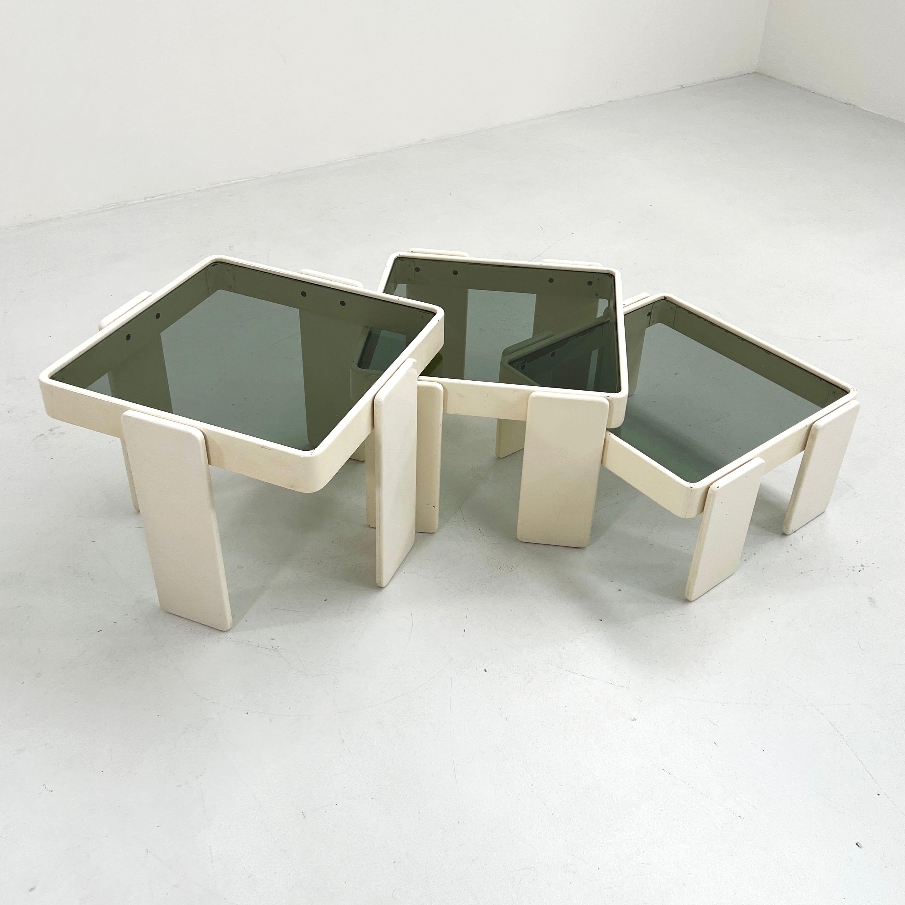 Set of White Nesting Tables by Gianfranco Frattini for Cassina, 1970s 4