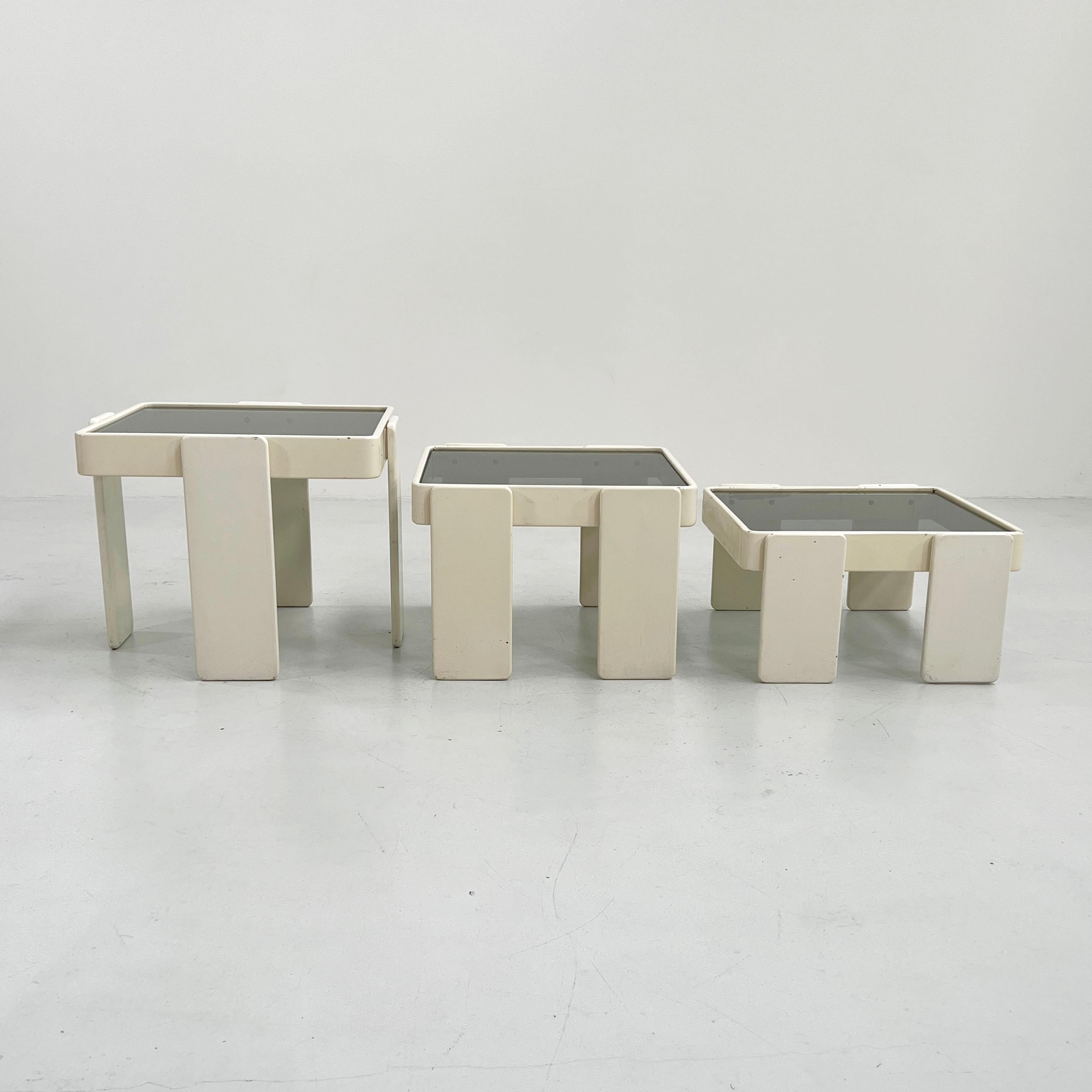 Set of White Nesting Tables by Gianfranco Frattini for Cassina, 1970s 9
