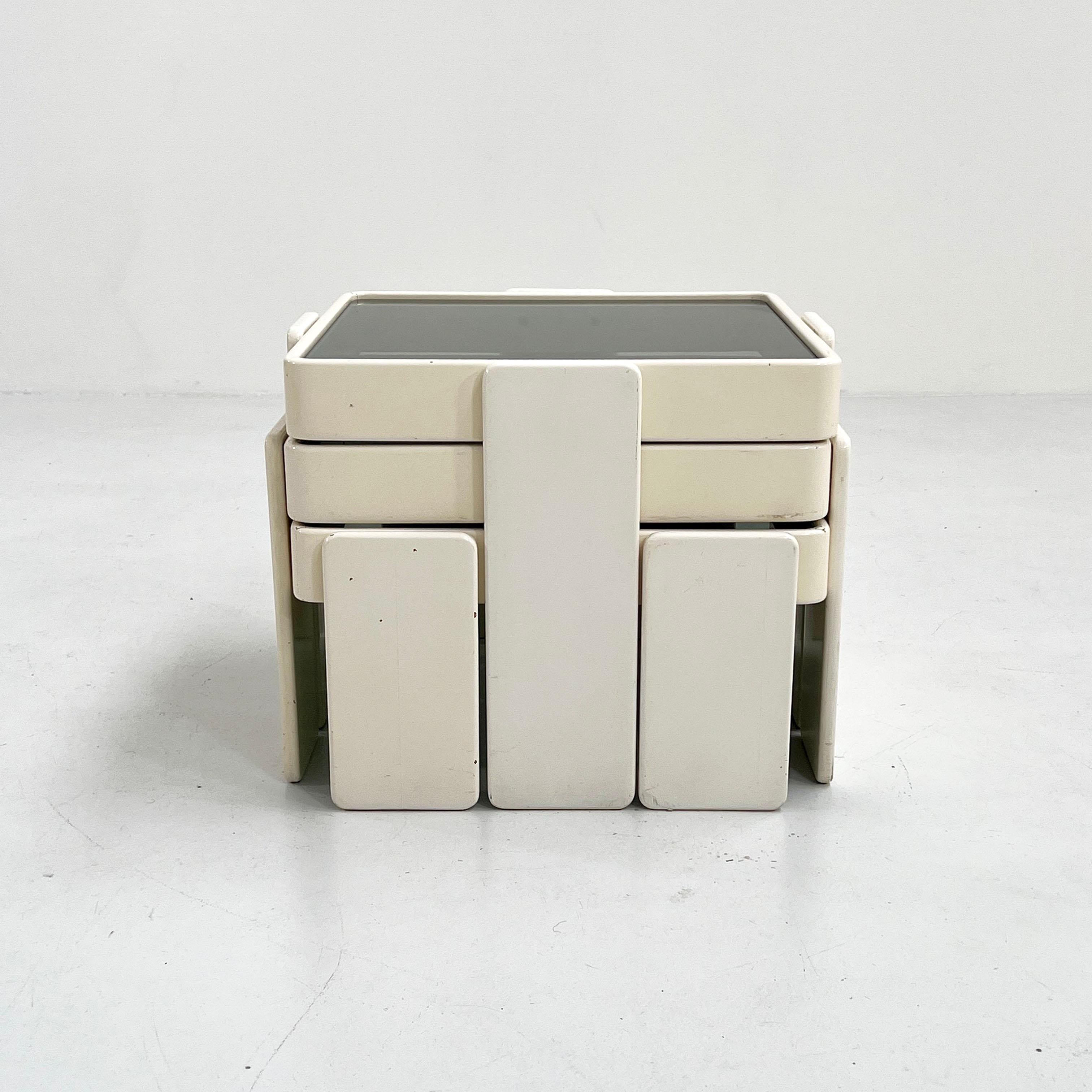 Set of White Nesting Tables by Gianfranco Frattini for Cassina, 1970s 2