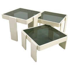 Set of White Nesting Tables by Gianfranco Frattini for Cassina, 1970s