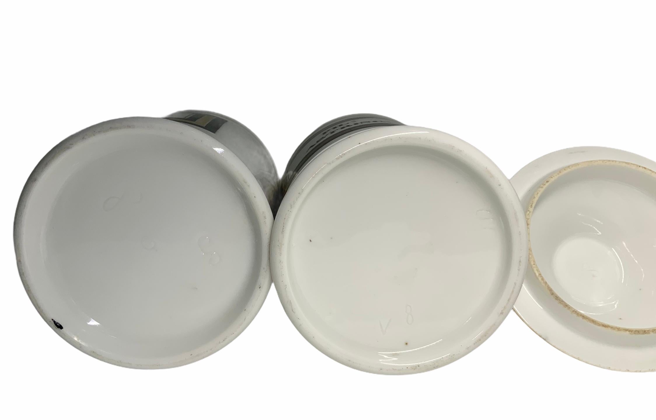 Hand-Painted Set of White Porcelain Apothecary Jars