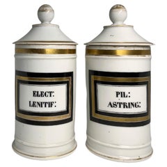 Antique Set of White Porcelain Apothecary Jars