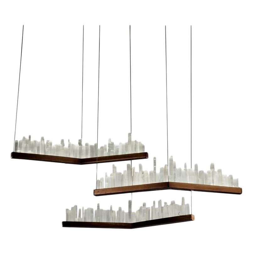 Set of White Quartz Pendant Lamps by Aver