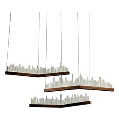 Ensemble de lampes à suspension en quartz blanc par Aver