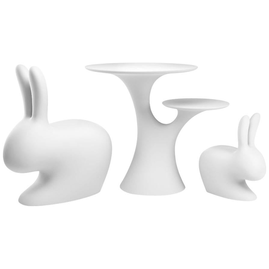 Set of White Rabbit Chairs & Table, Stefano Giovannoni For Sale