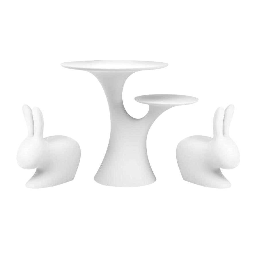Set aus weißen Kaninchenstühlen und Tisch, entworfen von Stefano Giovannoni