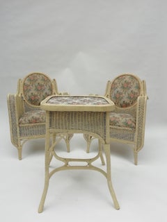 Set of White Rattan Seats by Costanzo Luciano Italy, Catania, circa 1920