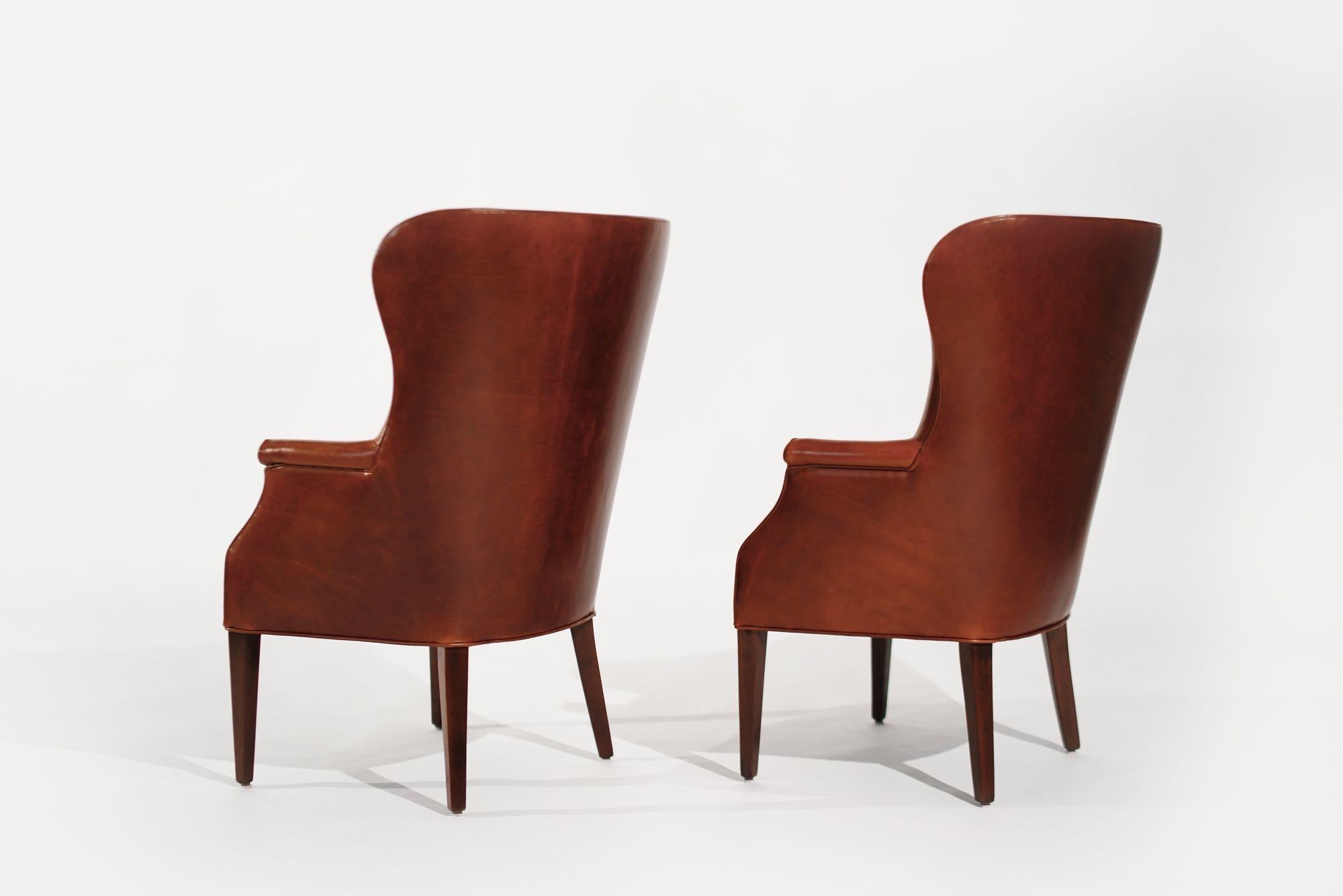 XX secolo Set di poltrone Wingback in pelle cognac, C.C. anni '50 in vendita