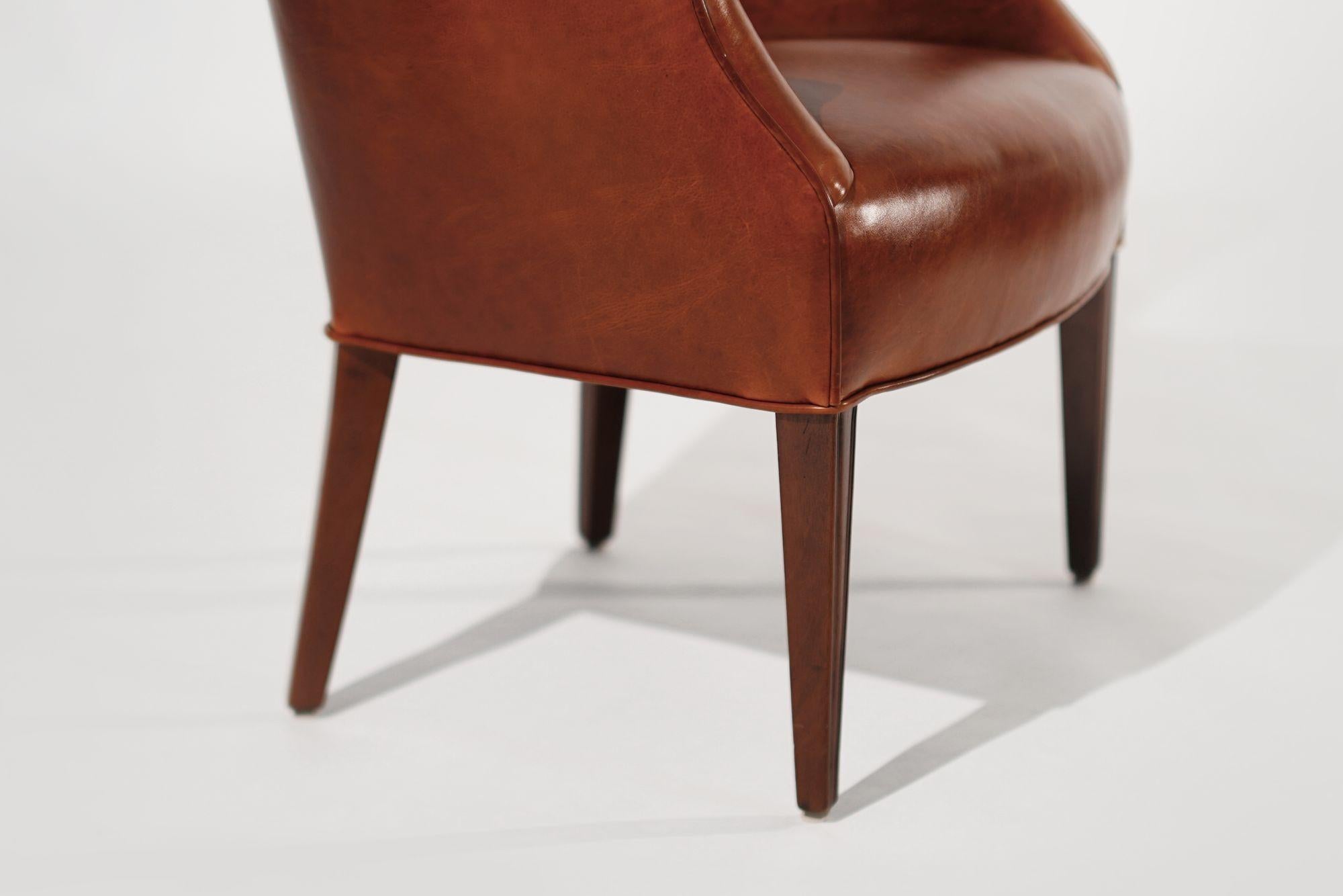 Set di poltrone Wingback in pelle cognac, C.C. anni '50 in vendita 2