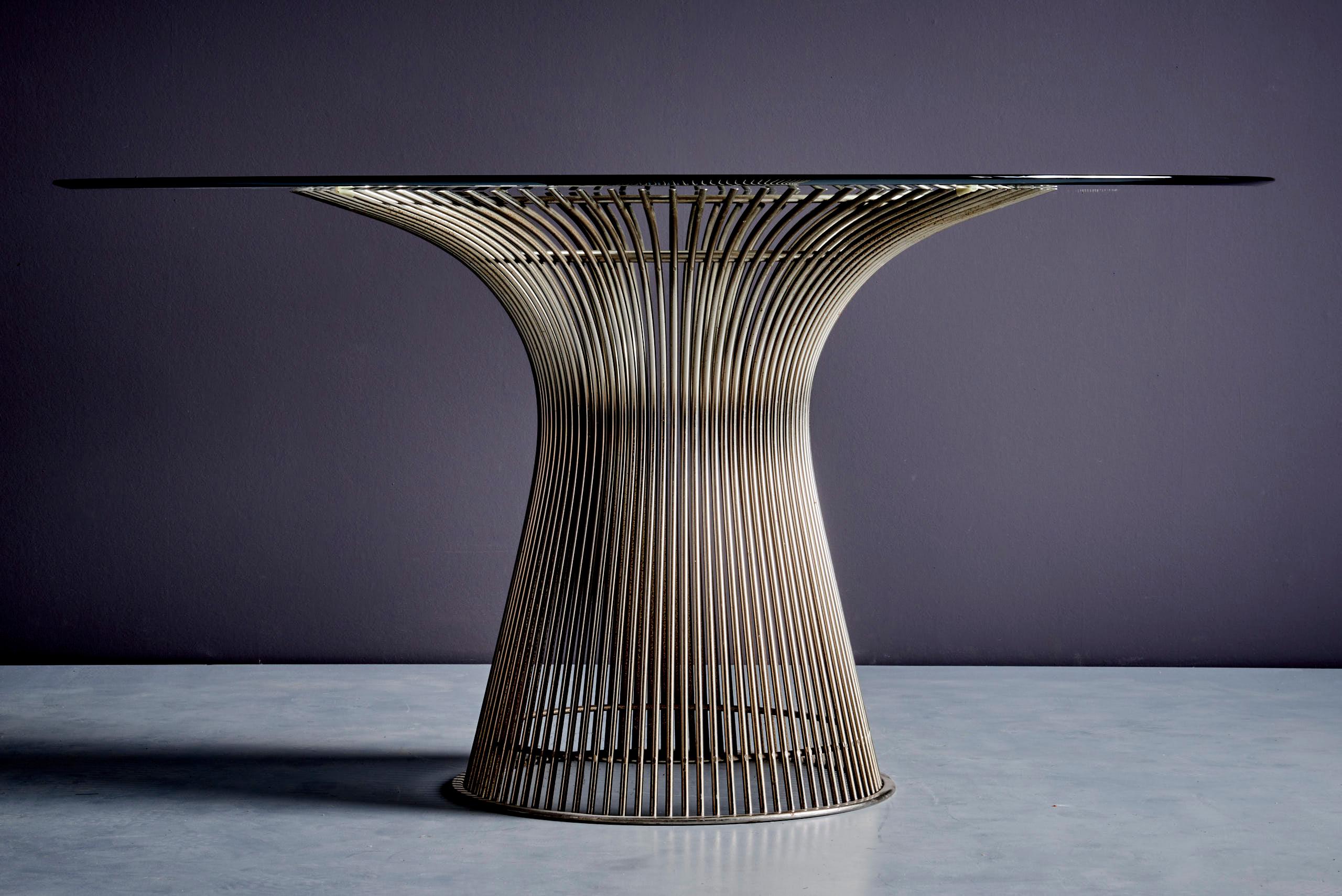 Set of Wire Dining Table and Four Chairs by Warren Platner for Knoll, US - 1960s im Zustand „Gut“ im Angebot in Berlin, DE