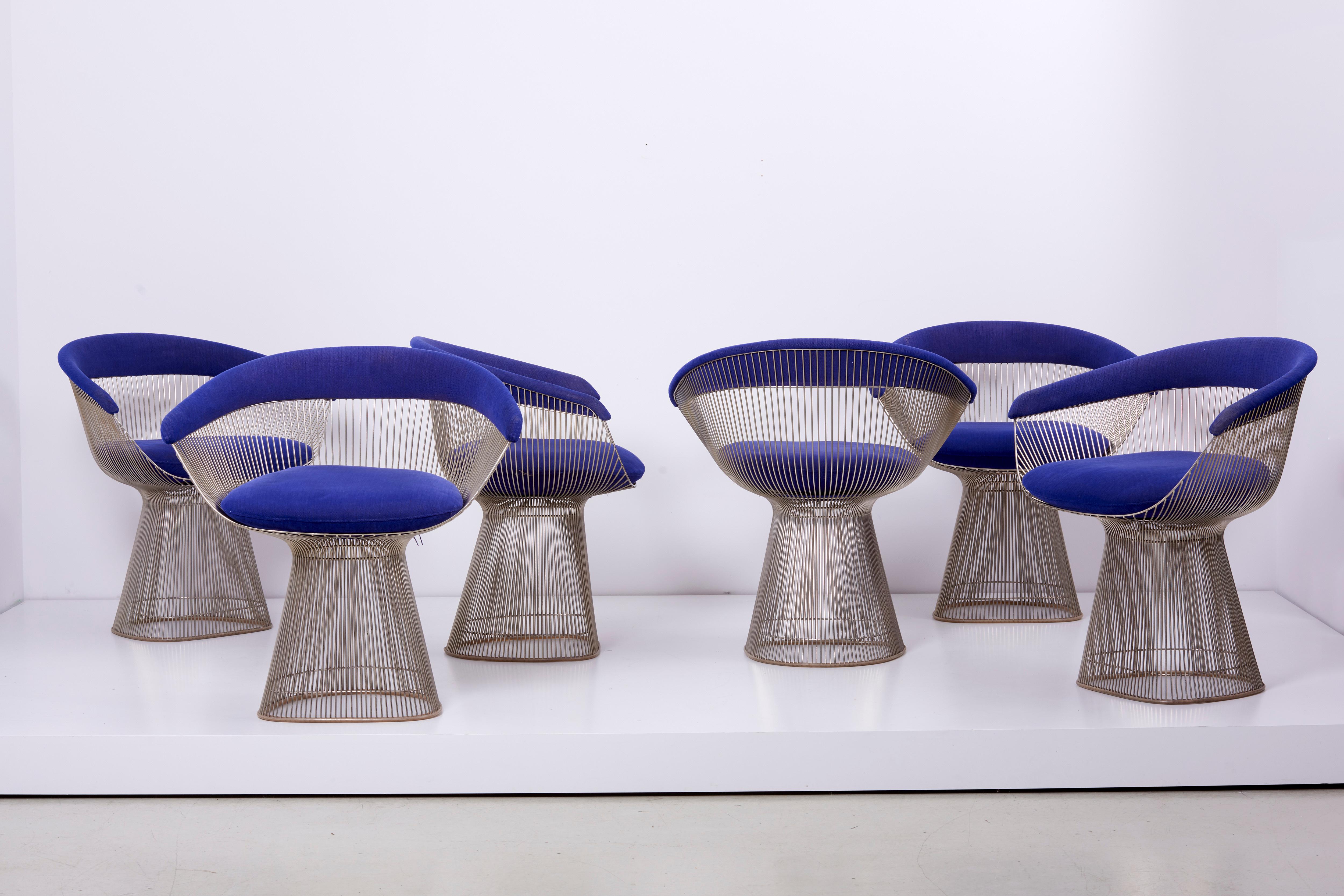 Fabric Set of Wire Dining Table and Six Chairs by Warren Platner for Knoll, US - 1960s